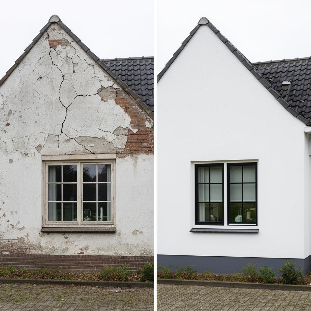 Voor en na gevelrenovatie